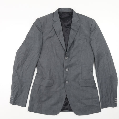 Preworn Mens Grey Polyester Jacket Blazer Size 36