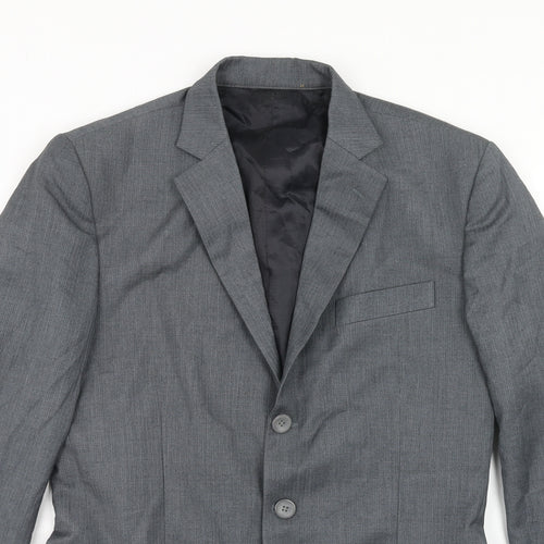 Preworn Mens Grey Polyester Jacket Blazer Size 36