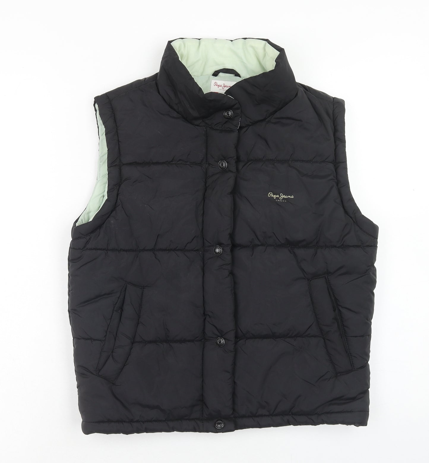 Pepe Jeans Womens Black Gilet Waistcoat Size M Zip