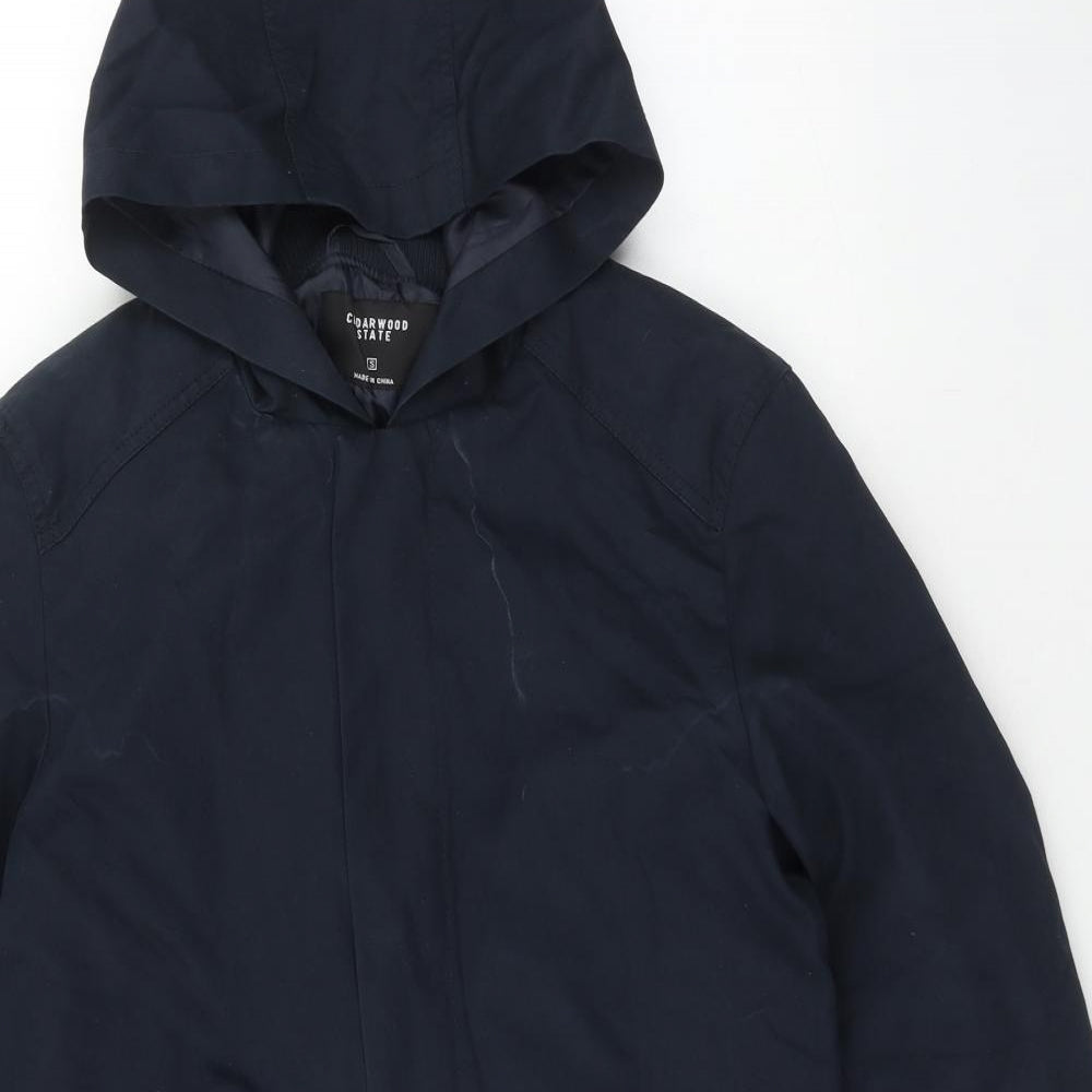 Cedar Wood State Mens Black Rain Coat Coat Size S Zip