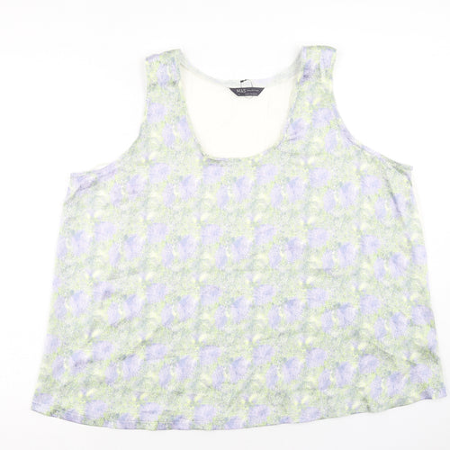Marks and Spencer Womens Multicoloured Geometric Polyester Basic Blouse Size 18 Scoop Neck