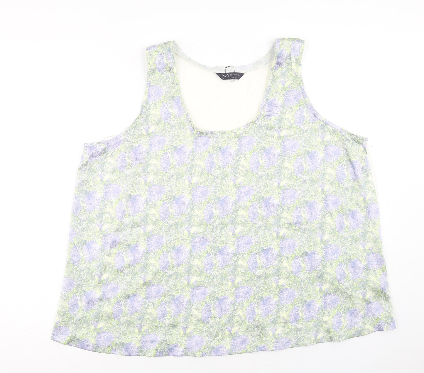 Marks and Spencer Womens Multicoloured Geometric Polyester Basic Blouse Size 18 Scoop Neck