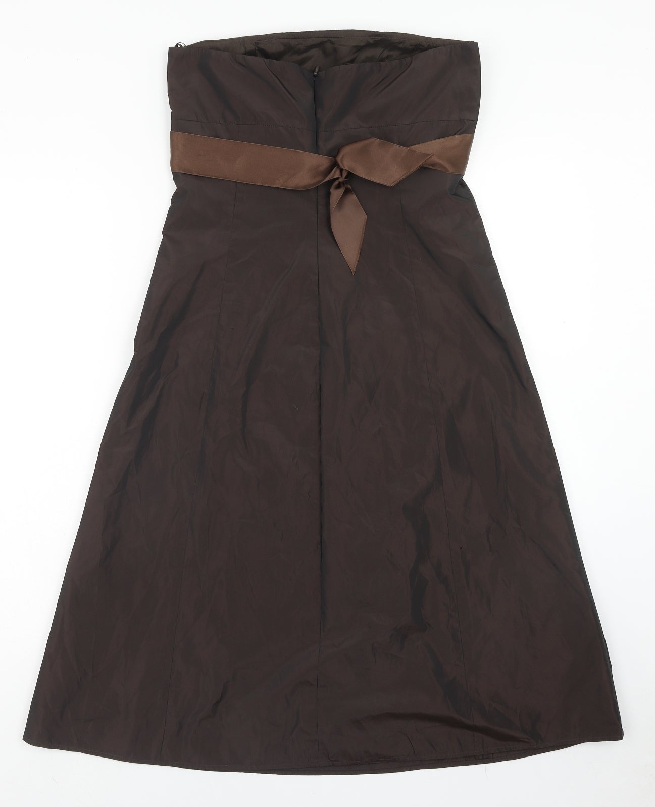 Zara Womens Brown Polyester A-Line Size M Square Neck Zip