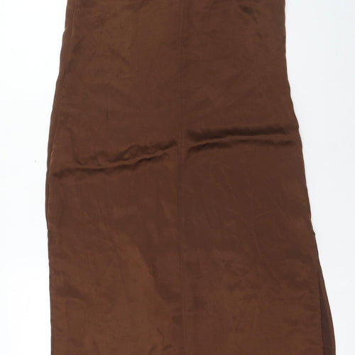 Zara Womens Brown Polyester Tank Dress Size S V-Neck Pullover