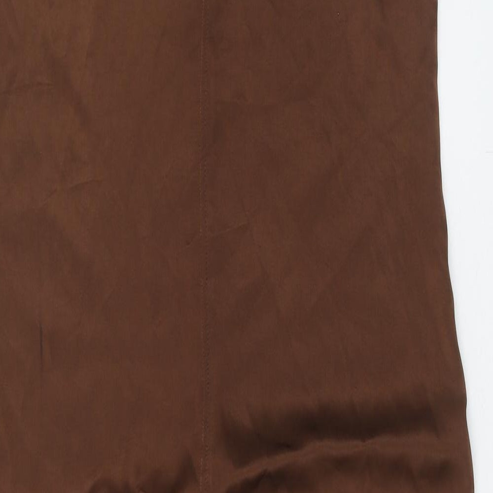 Zara Womens Brown Polyester Tank Dress Size S V-Neck Pullover