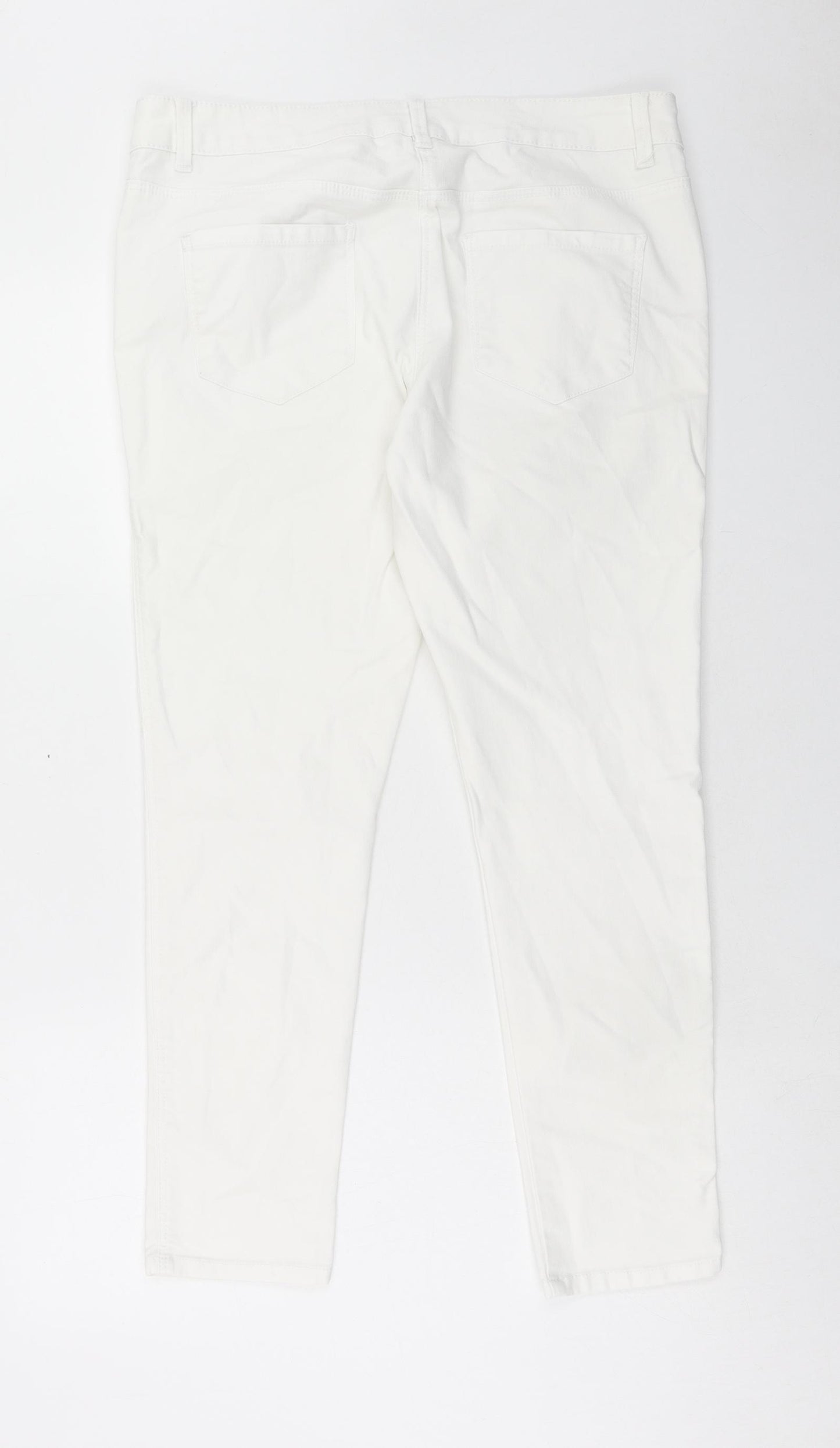 George Womens White Cotton Skinny Jeans Size 14 Regular Button