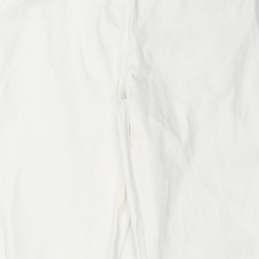 George Womens White Cotton Skinny Jeans Size 14 Regular Button