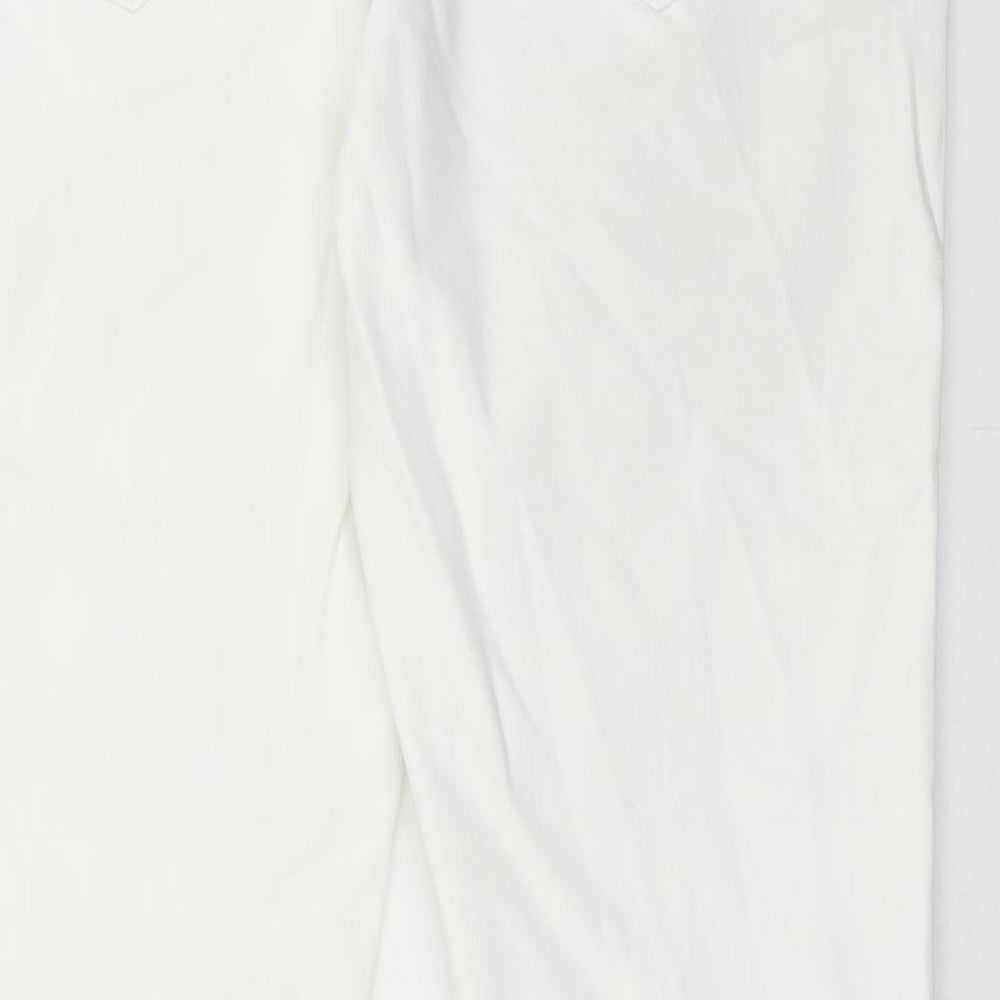 George Womens White Cotton Skinny Jeans Size 14 Regular Button