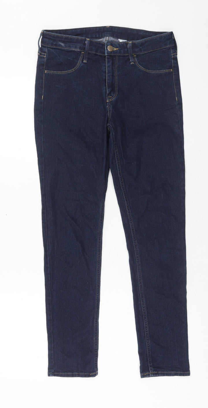 H&M Womens Blue Cotton Skinny Jeans Size 27 in Regular Button