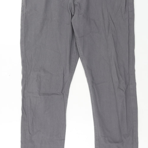 Denim & Co. Mens Grey Cotton Straight Jeans Size 34 in L30 in Slim Zip