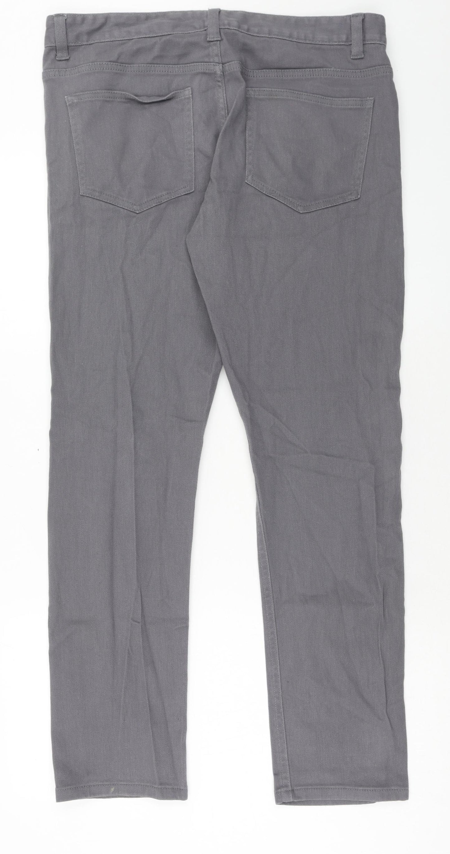 Denim & Co. Mens Grey Cotton Straight Jeans Size 34 in L30 in Slim Zip