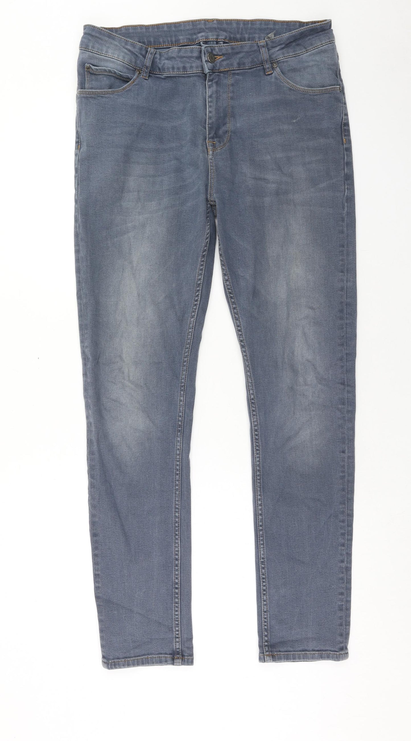 ASOS Mens Blue Cotton Skinny Jeans Size 34 in L32 in Regular Button
