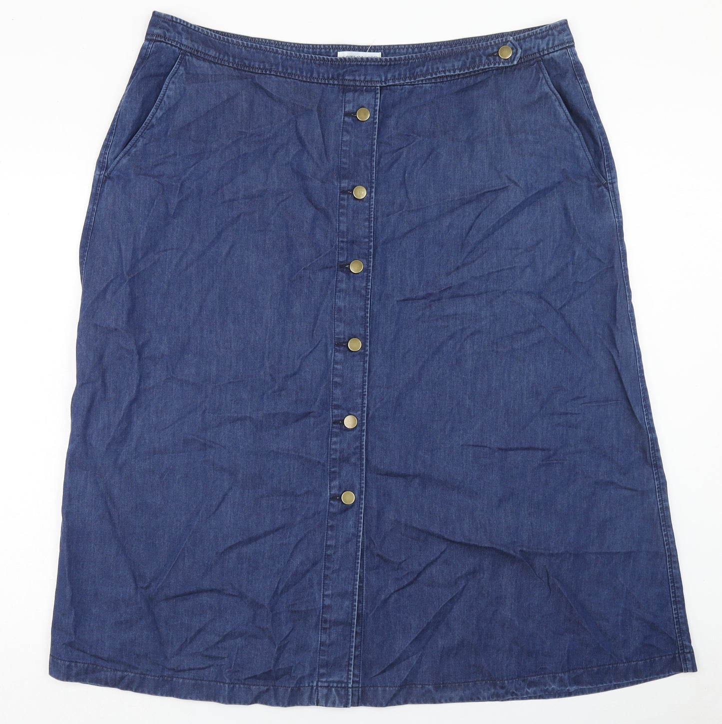 Artigiano Womens Blue Lyocell A-Line Skirt Size 24 Button