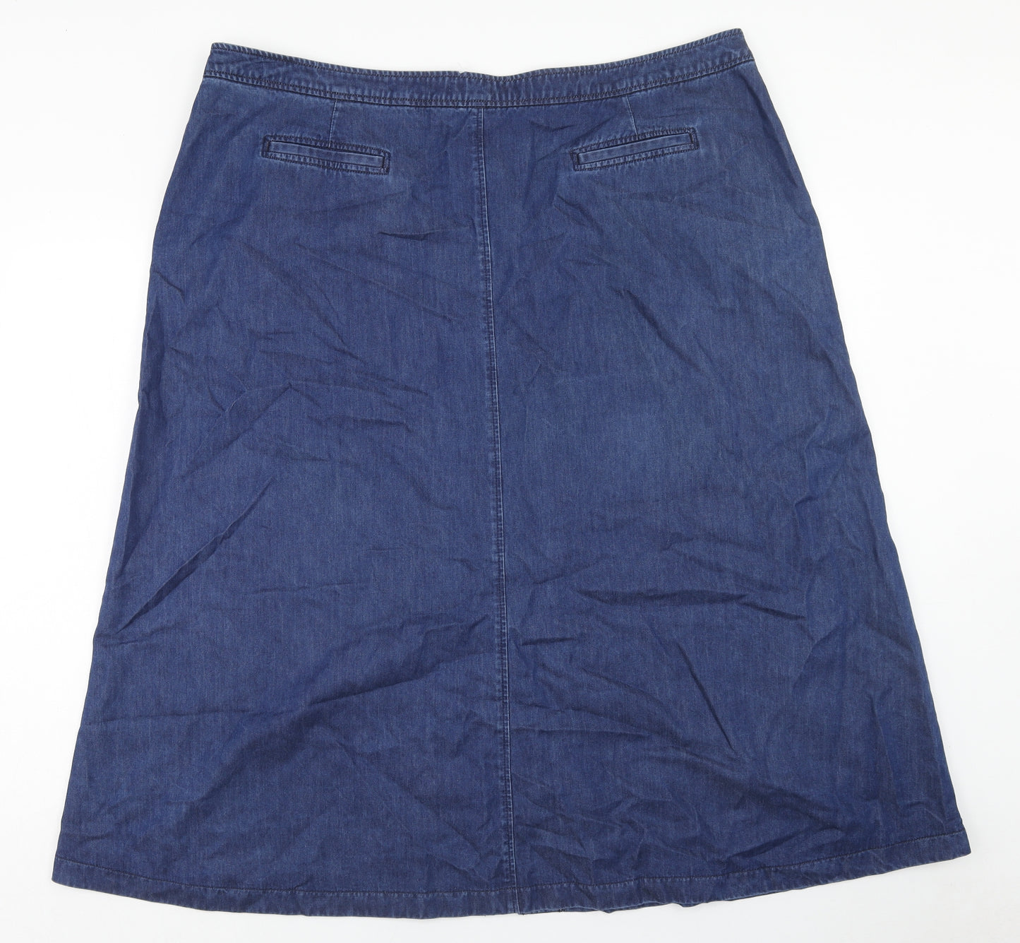 Artigiano Womens Blue Lyocell A-Line Skirt Size 24 Button
