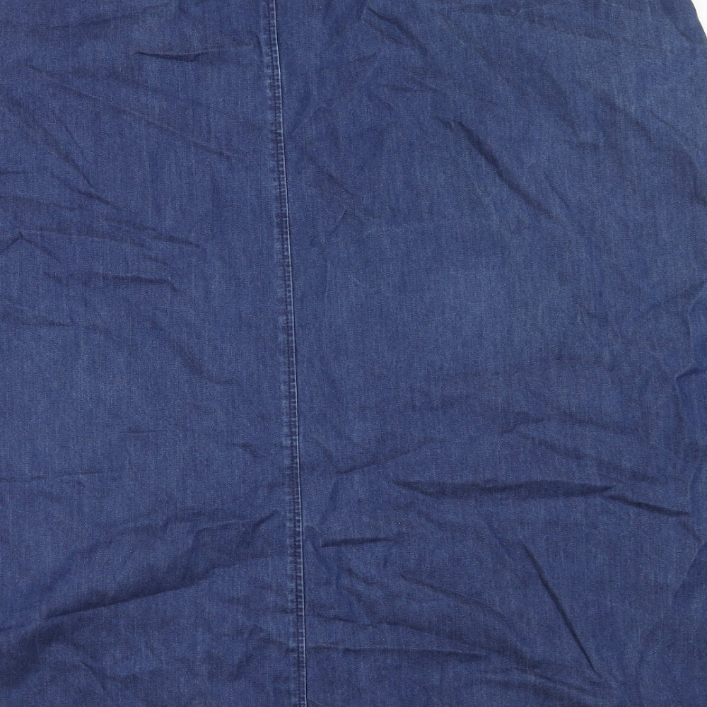 Artigiano Womens Blue Lyocell A-Line Skirt Size 24 Button