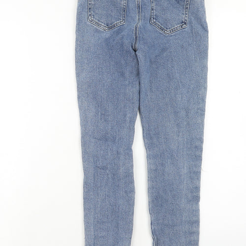 Denim & Co. Girls Blue Cotton Skinny Jeans Size 12-13 Years Regular Zip - Distressed