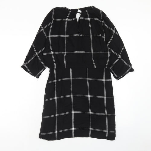 River Island Womens Black Camouflage Viscose Mini Size 12 V-Neck Zip