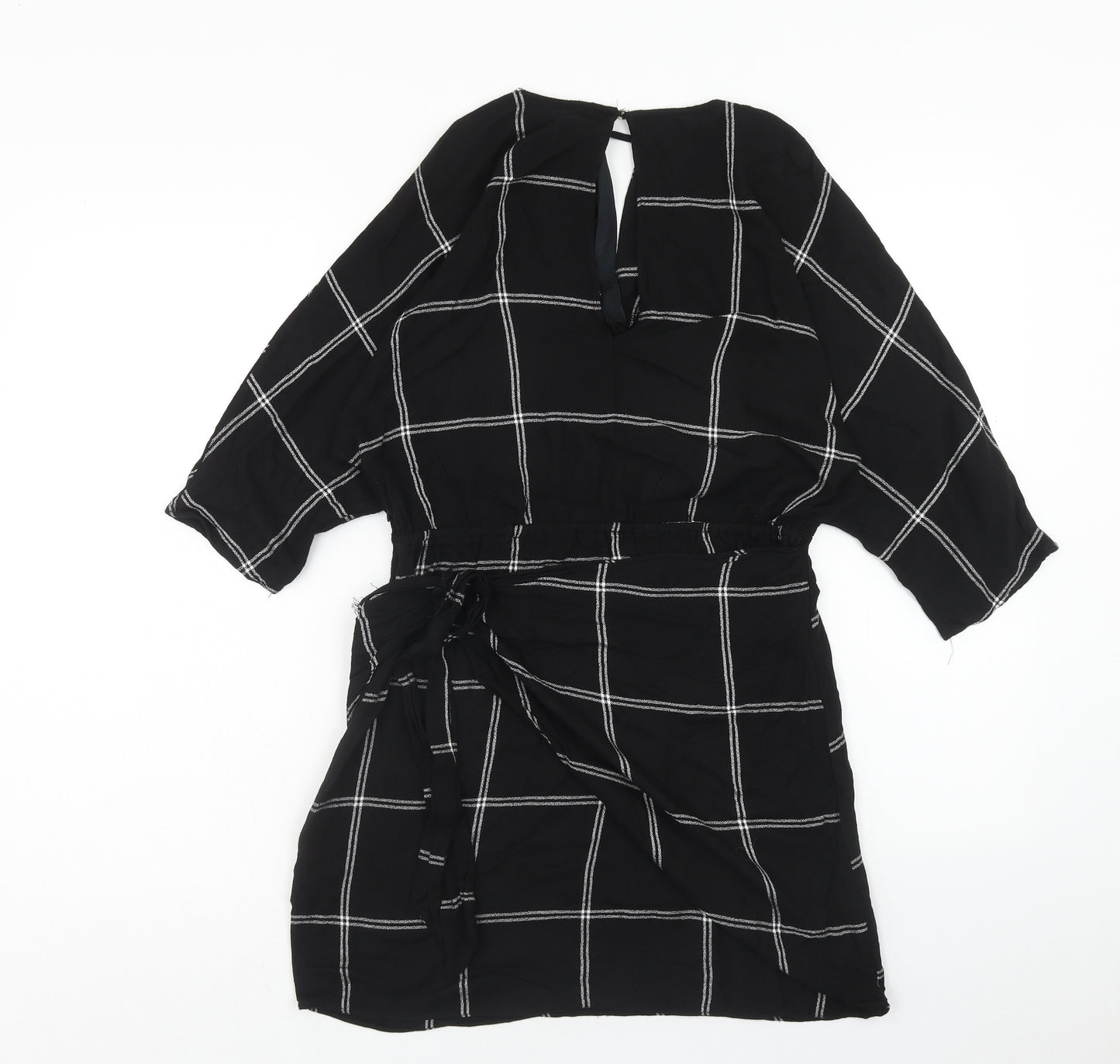 River Island Womens Black Camouflage Viscose Mini Size 12 V-Neck Zip