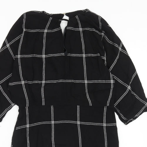 River Island Womens Black Camouflage Viscose Mini Size 12 V-Neck Zip