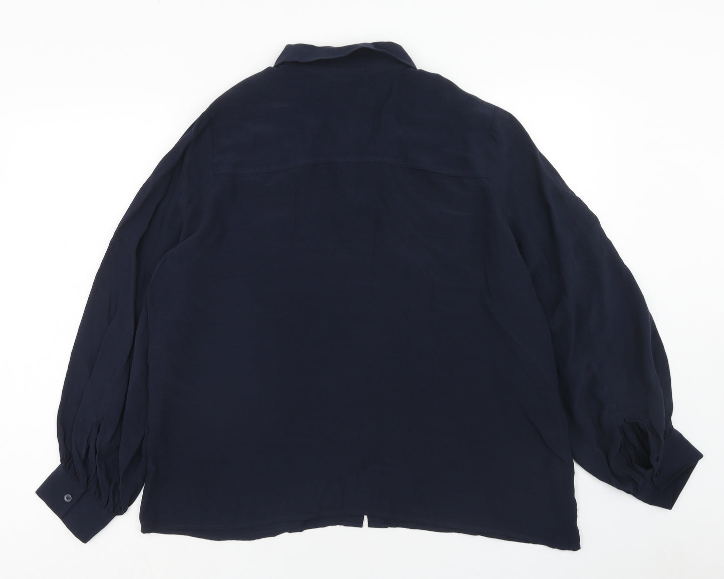 Marks and Spencer Womens Blue Viscose Basic Button-Up Size 18 Collared