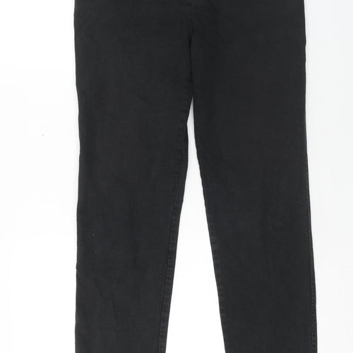 Moose Womens Black Cotton Dress Pants Trousers Size 14 Regular Button
