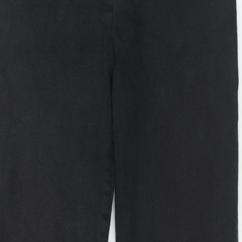 Moose Womens Black Cotton Dress Pants Trousers Size 14 Regular Button