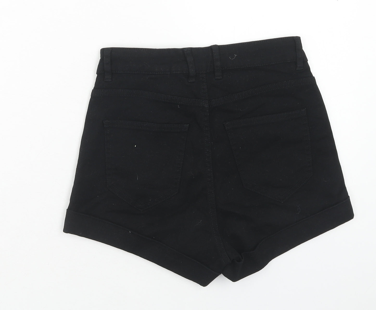 H&M Womens Black Cotton Chino Shorts Size 6 Regular Button