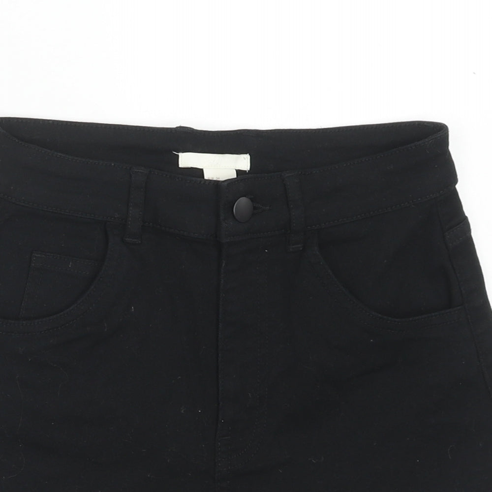 H&M Womens Black Cotton Chino Shorts Size 6 Regular Button