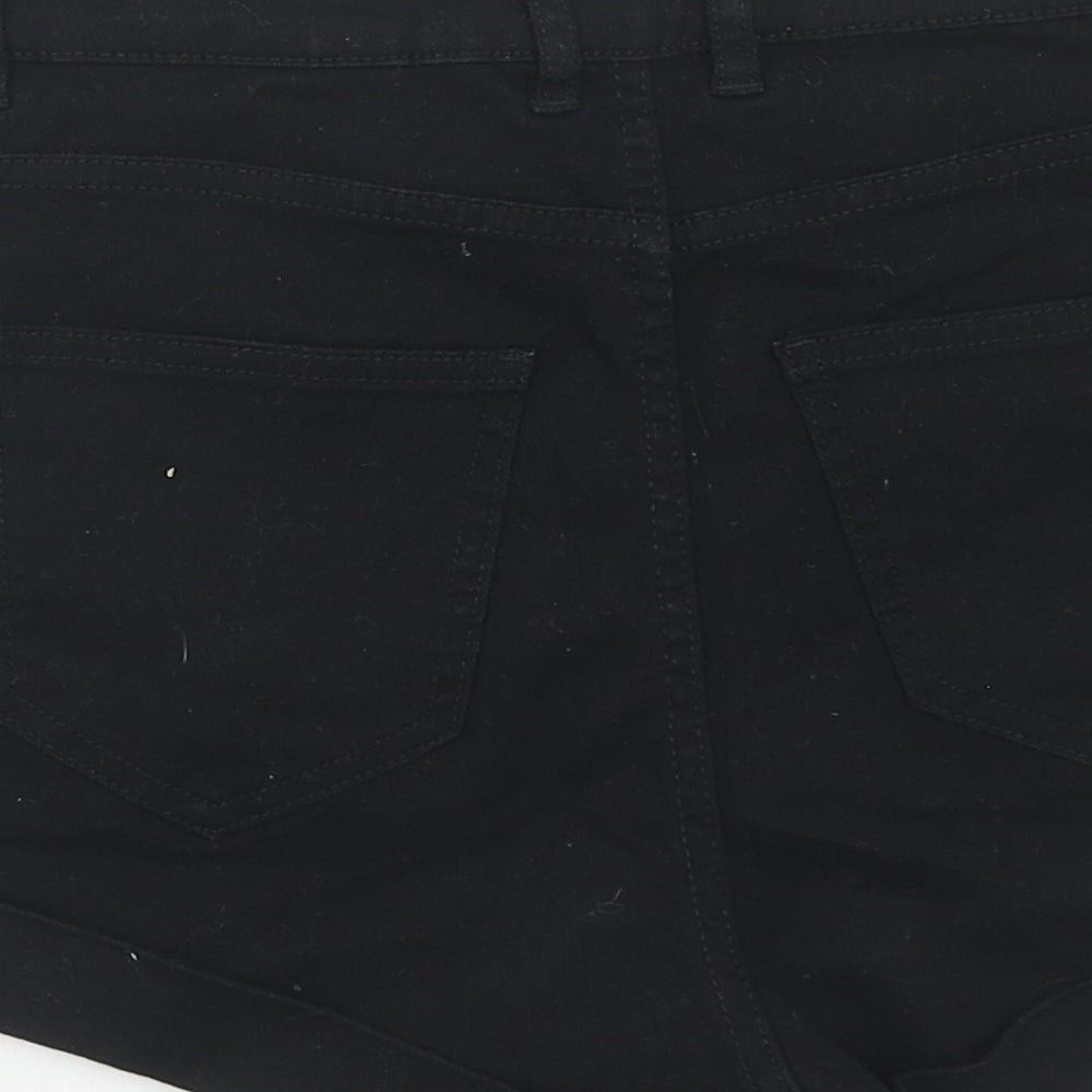 H&M Womens Black Cotton Chino Shorts Size 6 Regular Button