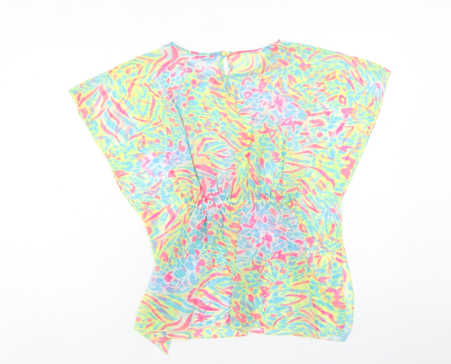 Young Dimension Girls Multicoloured Geometric Polyester Kaftan Size 10-11 Years Scoop Neck Button