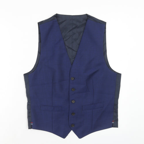 Marks and Spencer Mens Blue Wool Jacket Suit Waistcoat Size S
