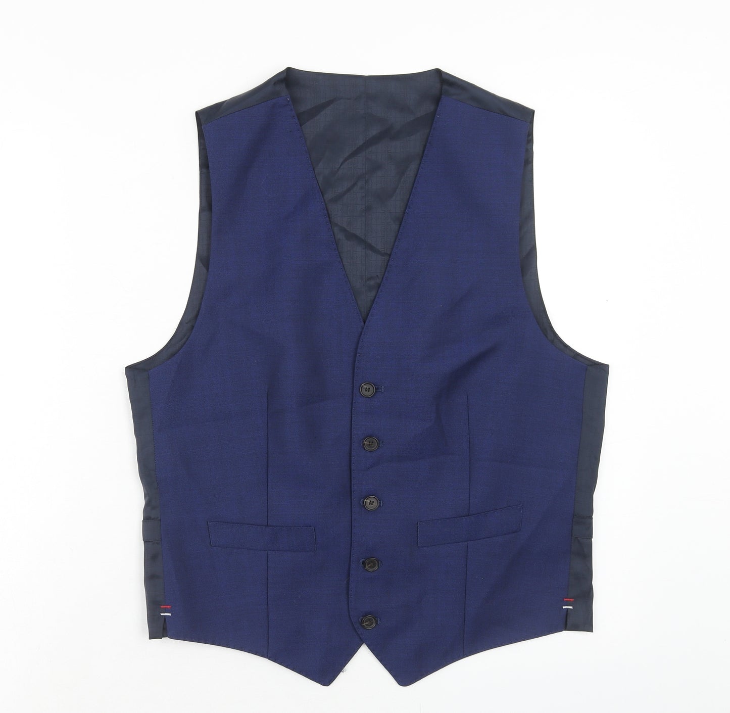 Marks and Spencer Mens Blue Wool Jacket Suit Waistcoat Size S
