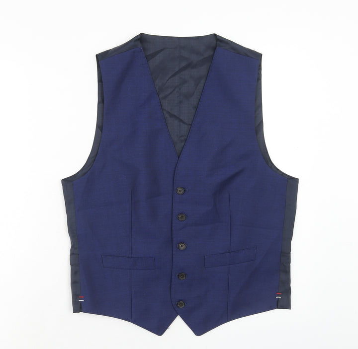 Marks and Spencer Mens Blue Wool Jacket Suit Waistcoat Size S
