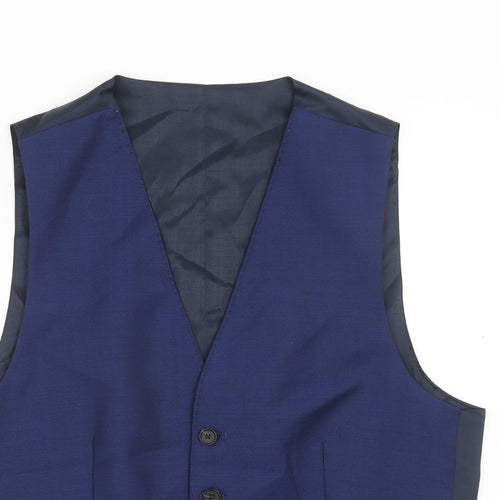 Marks and Spencer Mens Blue Wool Jacket Suit Waistcoat Size S