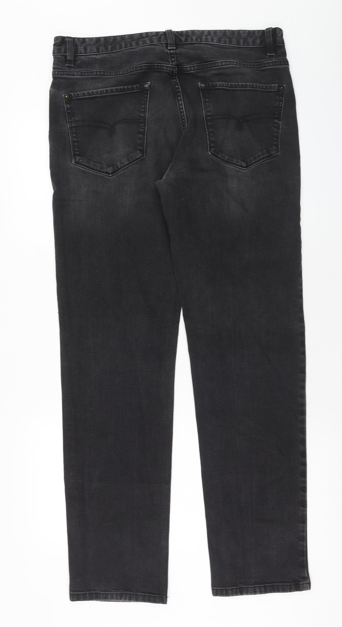 NEXT Mens Black Cotton Straight Jeans Size 34 in L33 in Regular Button
