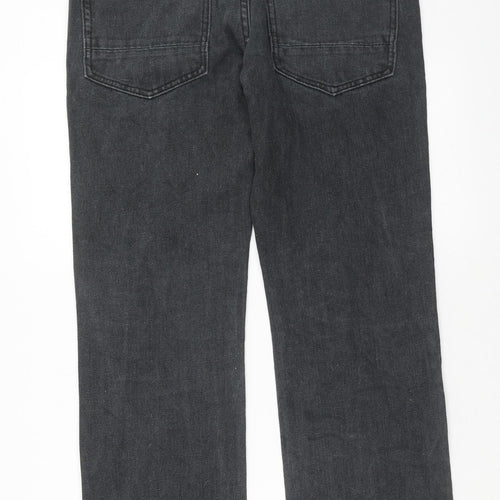 Peacocks Mens Black Cotton Straight Jeans Size 30 in Regular Button