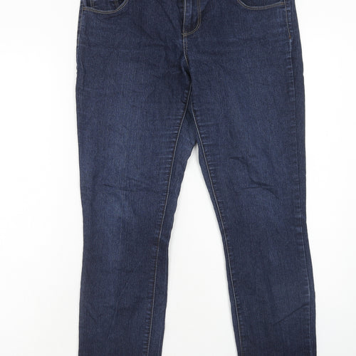 Dorothy Perkins Womens Blue Cotton Straight Jeans Size 12 Regular Zip