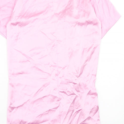 Zara Womens Pink Polyester T-Shirt Dress Size S Round Neck Zip
