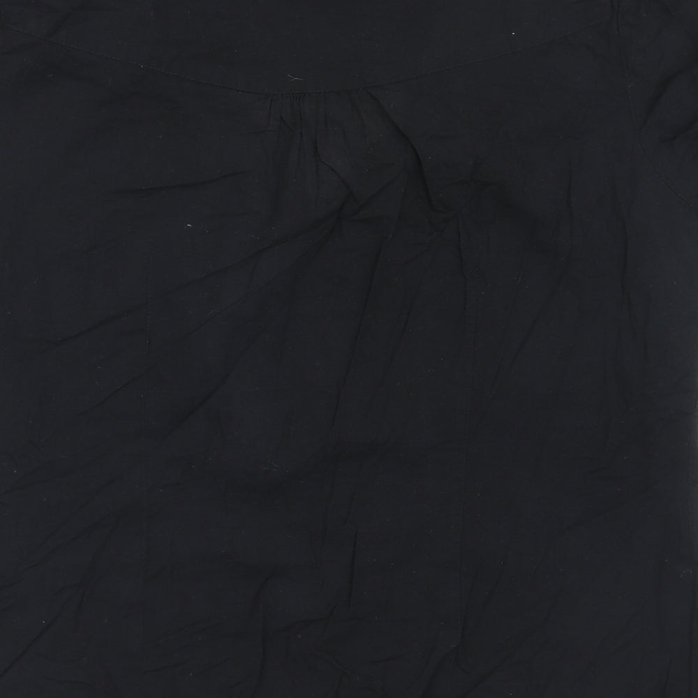 RJR.John Rocha Womens Black Cotton Basic Button-Up Size 12 V-Neck
