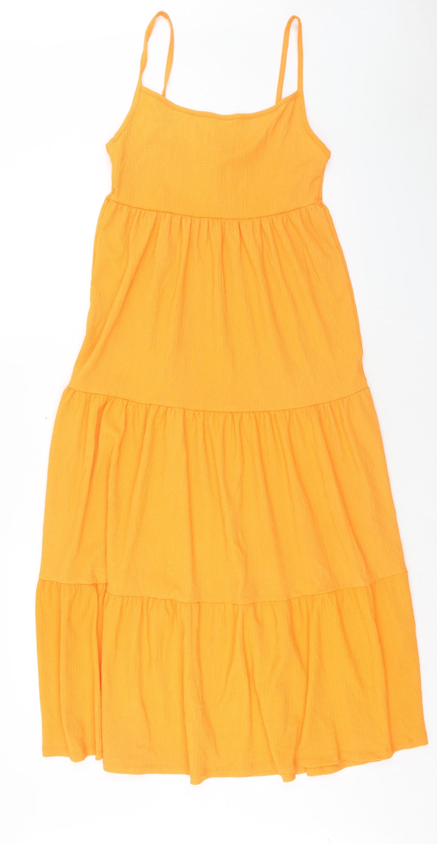 Primark Womens Orange Polyester Fit & Flare Size 12 Scoop Neck Pullover