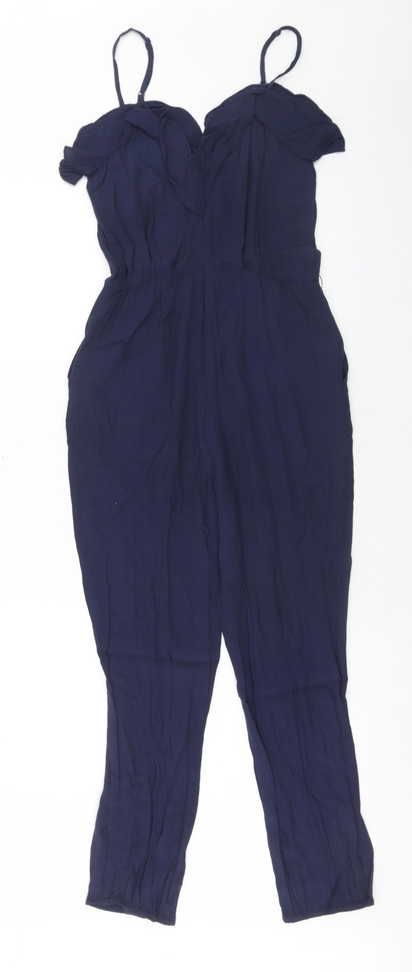 Warehouse Womens Black Viscose Jumpsuit One-Piece Size 8 Zip