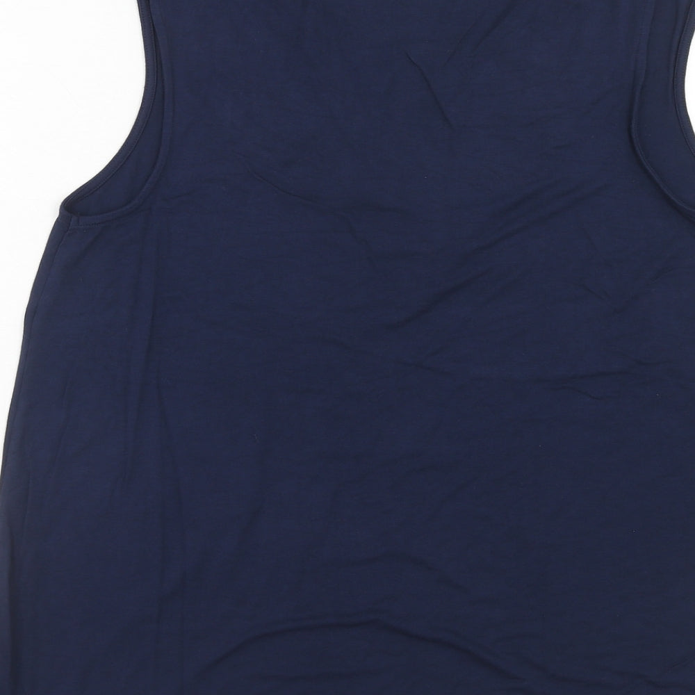 TU Womens Blue Viscose Basic Tank Size 14 V-Neck - Flowery Lace Detail