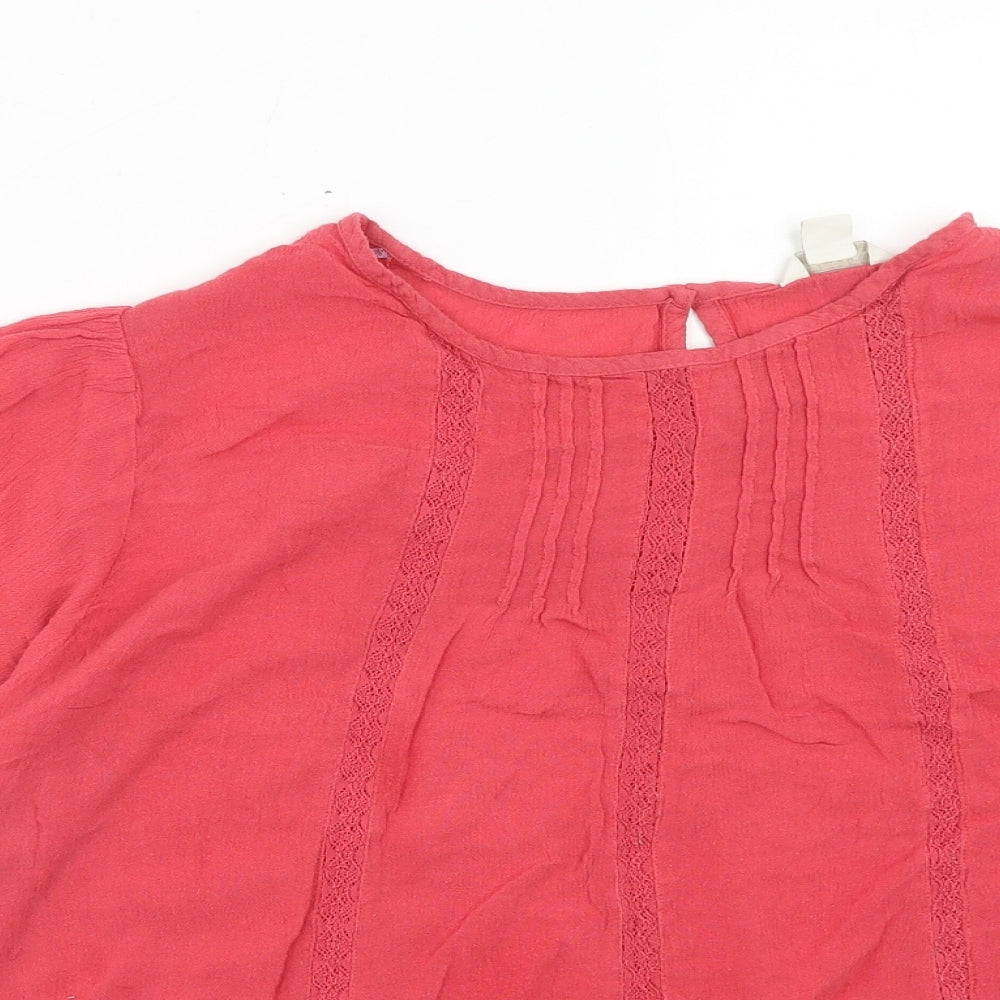 Monsoon Womens Pink Viscose Cropped T-Shirt Size 22 Round Neck
