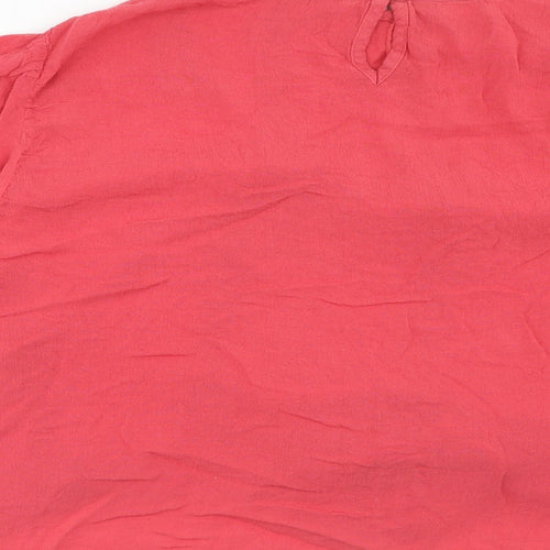 Monsoon Womens Pink Viscose Cropped T-Shirt Size 22 Round Neck