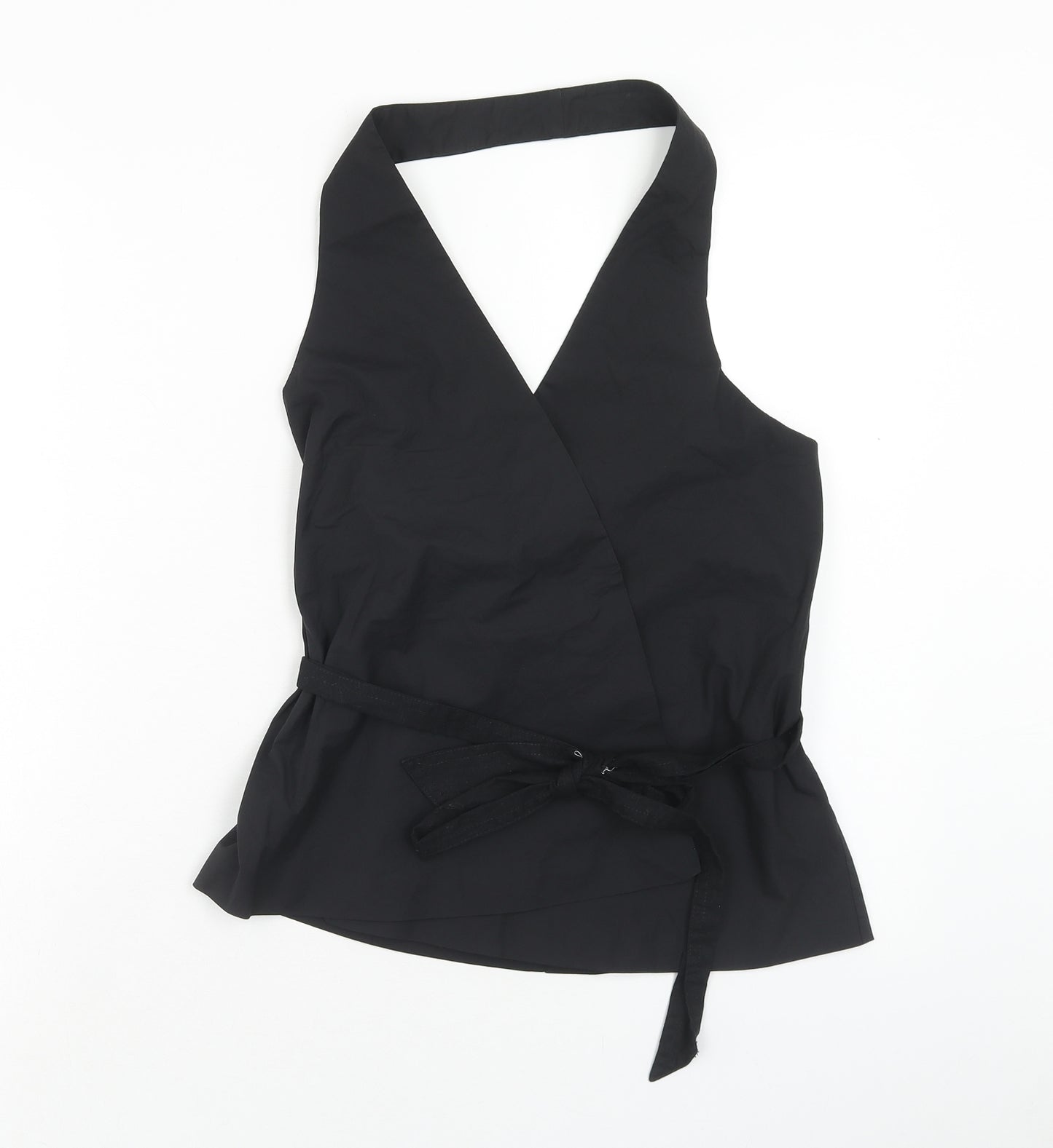 Zara Womens Black Cotton Basic Blouse Size S Halter