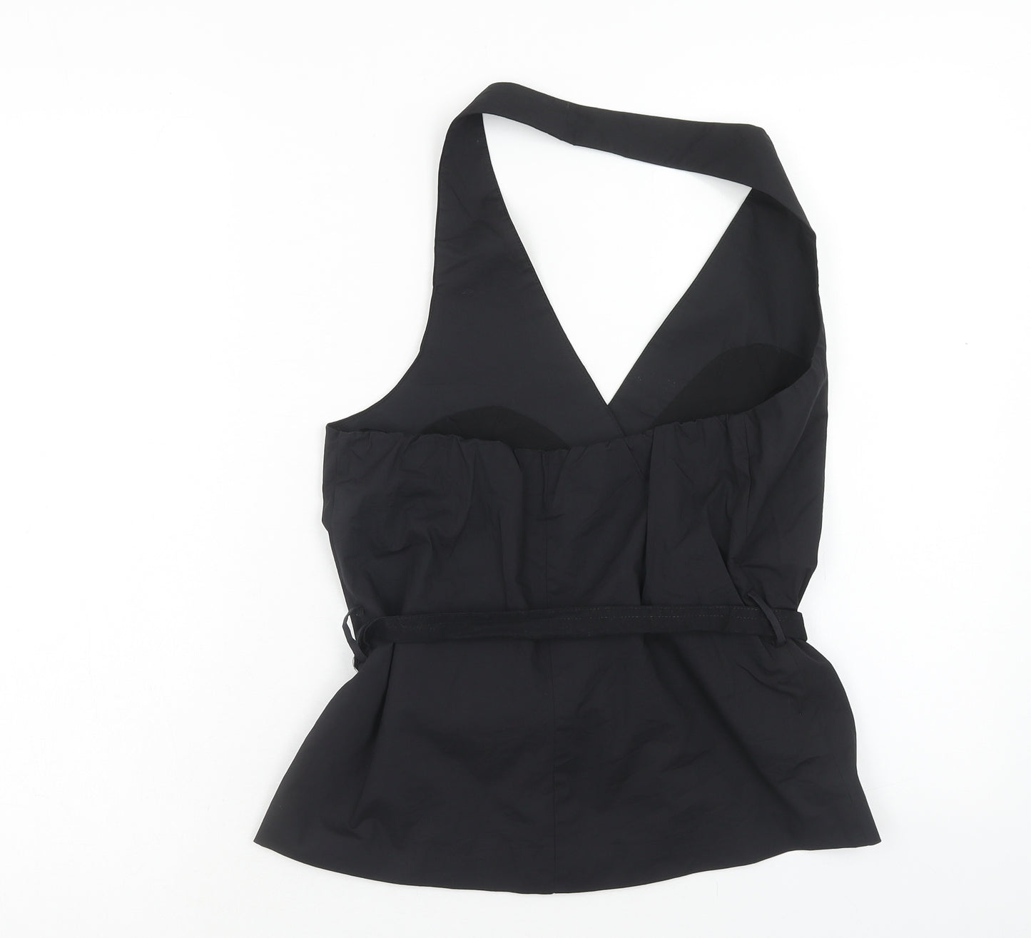 Zara Womens Black Cotton Basic Blouse Size S Halter
