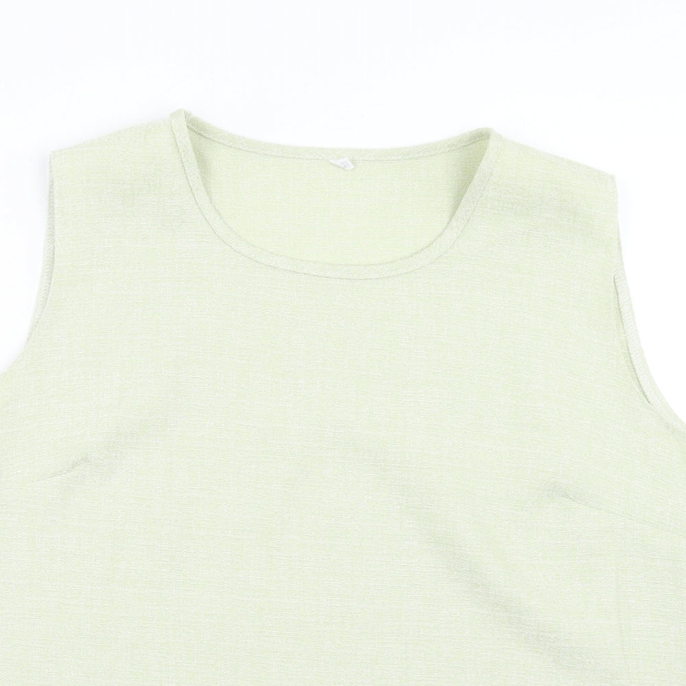 Preworn Womens Green Polyester Basic Tank Size M Scoop Neck