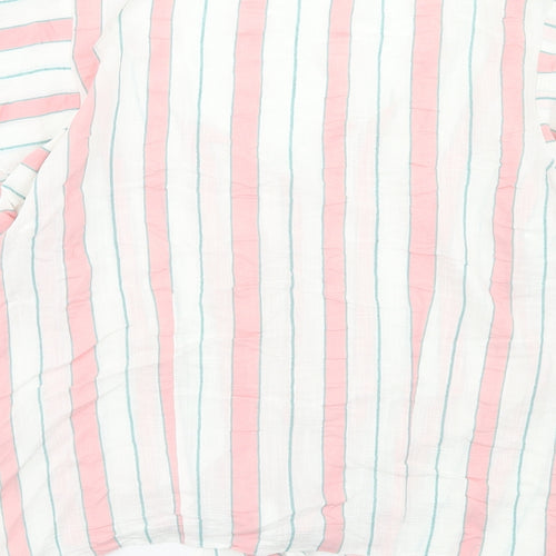 Papaya Womens Multicoloured Striped Viscose Basic Blouse Size 8 V-Neck - Tie Front