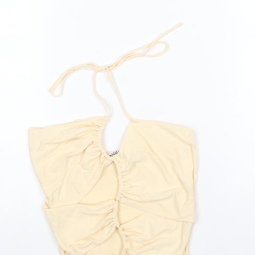Zara Womens Beige Viscose Basic Tank Size M Halter