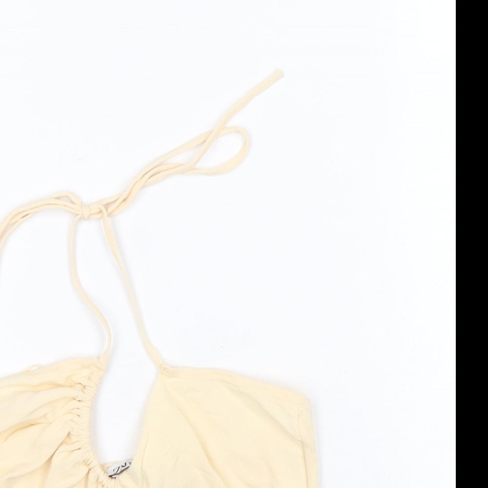 Zara Womens Beige Viscose Basic Tank Size M Halter